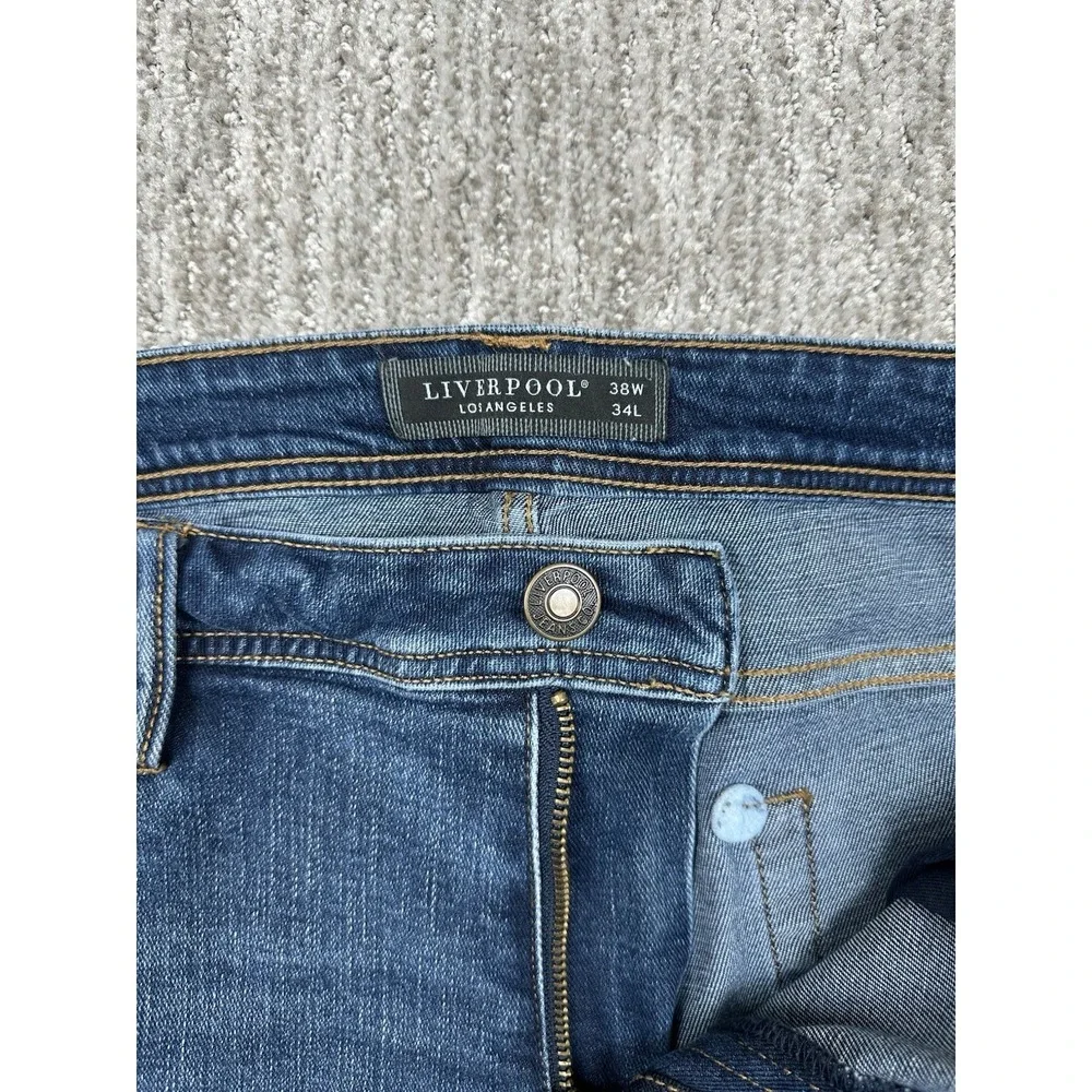 Liverpool Regent Relaxed Straight Jeans Mens 38x34 Blue Stretch Denim Dark Wash